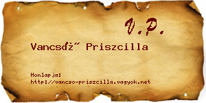 Vancsó Priszcilla névjegykártya